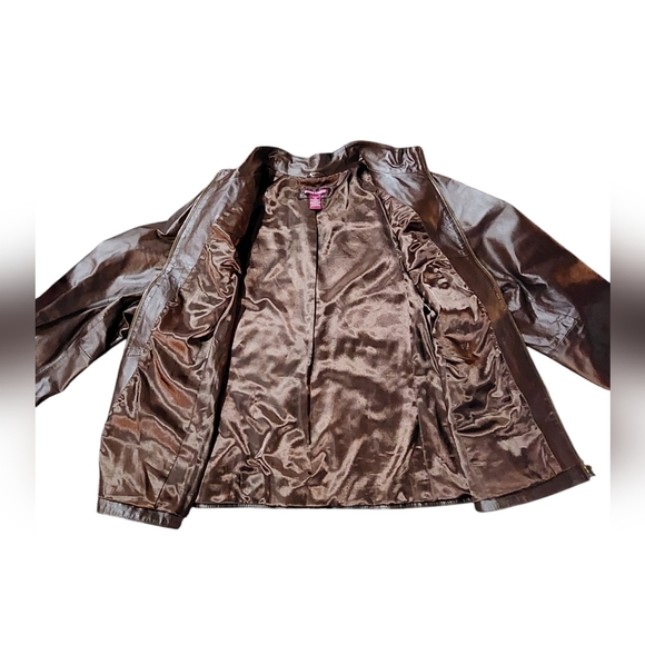 Jessica London 100% brown leather jacket Size 26 (3XL) - Picture 6 of 11